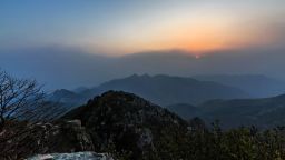 May 23, 2018 - Tai'An, Tai'an, China - Tai'an, CHINA-23rd May 2018: Sunset scenery at Mount Tai in Tai'an, east China's Shandong Province. Mount Tai is a mountain of historical and cultural significance located north of the city of Tai'an, in Shandong province, China. (Credit Image: © SIPA Asia via ZUMA Wire)