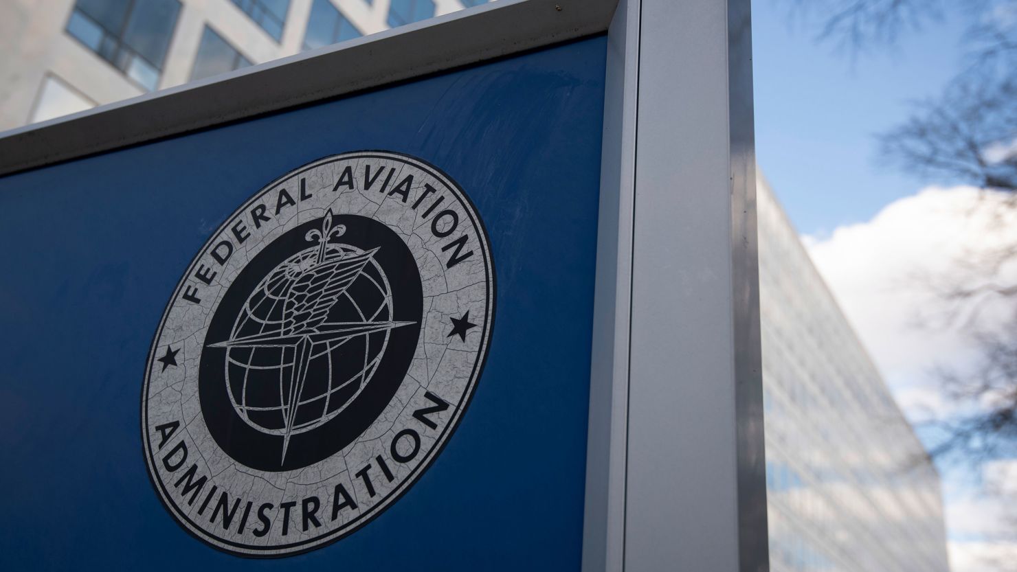 A general view of a U.S Federal Aviation Administration (FAA) logo near its headquarters in Washington, D.C., on Saturday, March 6, 2021, amid the coronavirus pandemic. The Senate passed President Biden's $1.9 trillion COVID relief bill with some modifications to the previous House version earlier today, after multiple late-night sessions and intense negotiations this week. (Graeme Sloan/Sipa USA)(Sipa via AP Images)