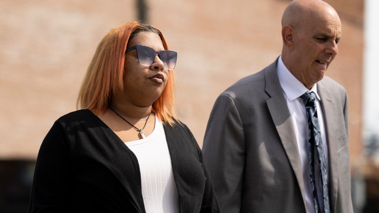 FILE - Deja Taylor arrives to the United States Courthouse in Newport News, Va., on Thursday, Sept. 21, 2023, with her lawyer James Ellenson. Taylor, the mother of a 6-year-old who shot his teacher in Virginia is scheduled to be sentenced Wednesday, Nov. 15, for using marijuana while owning a gun, which is illegal under U.S. law. (Billy Schuerman/The Virginian-Pilot via AP, File)