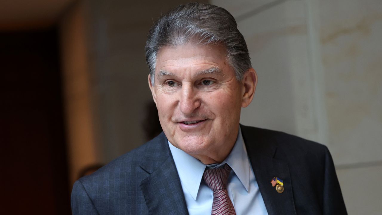 WASHINGTON, DC - FEBRUARY 15: U.S. Sen. Joe Manchin (D-WV) arrives for a Senate briefing on China at the U.S Capitol on February 15, 2023 in Washington, DC. Members of the Biden administration, including representatives from the Defense Department, briefed Senators on China and the recent suspected spy balloon that was shot down. (Photo by Kevin Dietsch/Getty Images)