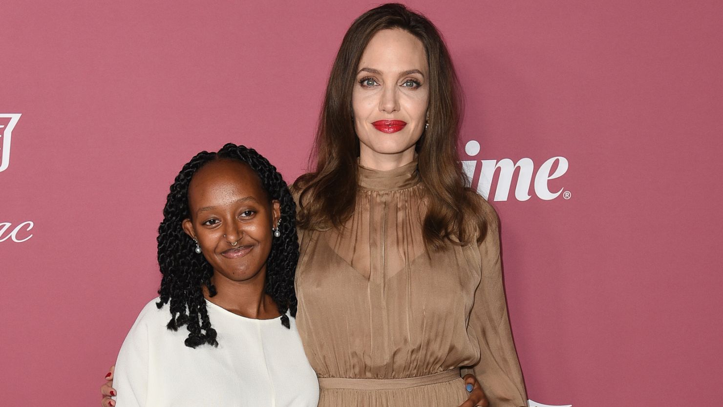 Zahara Jolie-Pitt, from left, and Angelina Jolie arrive at Variety's Power of Women: Los Angeles on Thursday, Sept. 30, 2021, at the Wallis Annenberg Center in Beverly Hills, Calif.