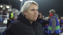 Chelsea manager Emma Hayes before the UEFA Women's Champions League Group D match at the Estadio Alfredo Di Stefano in Madrid, Spain. Picture date: Wednesday November 15, 2023. 74575997 (Press Association via AP Images)