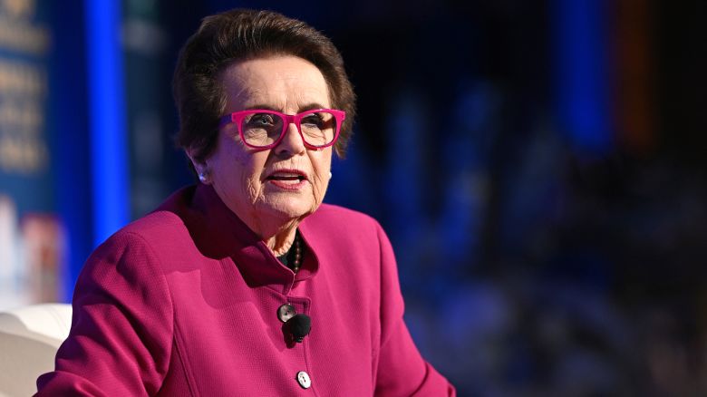 Billie Jean King speaks onstage during the International Tennis Hall of Fame Legends Ball Honoring Billie Jean King at Cipriani 42nd Street on September 09, 2023 in New York City.