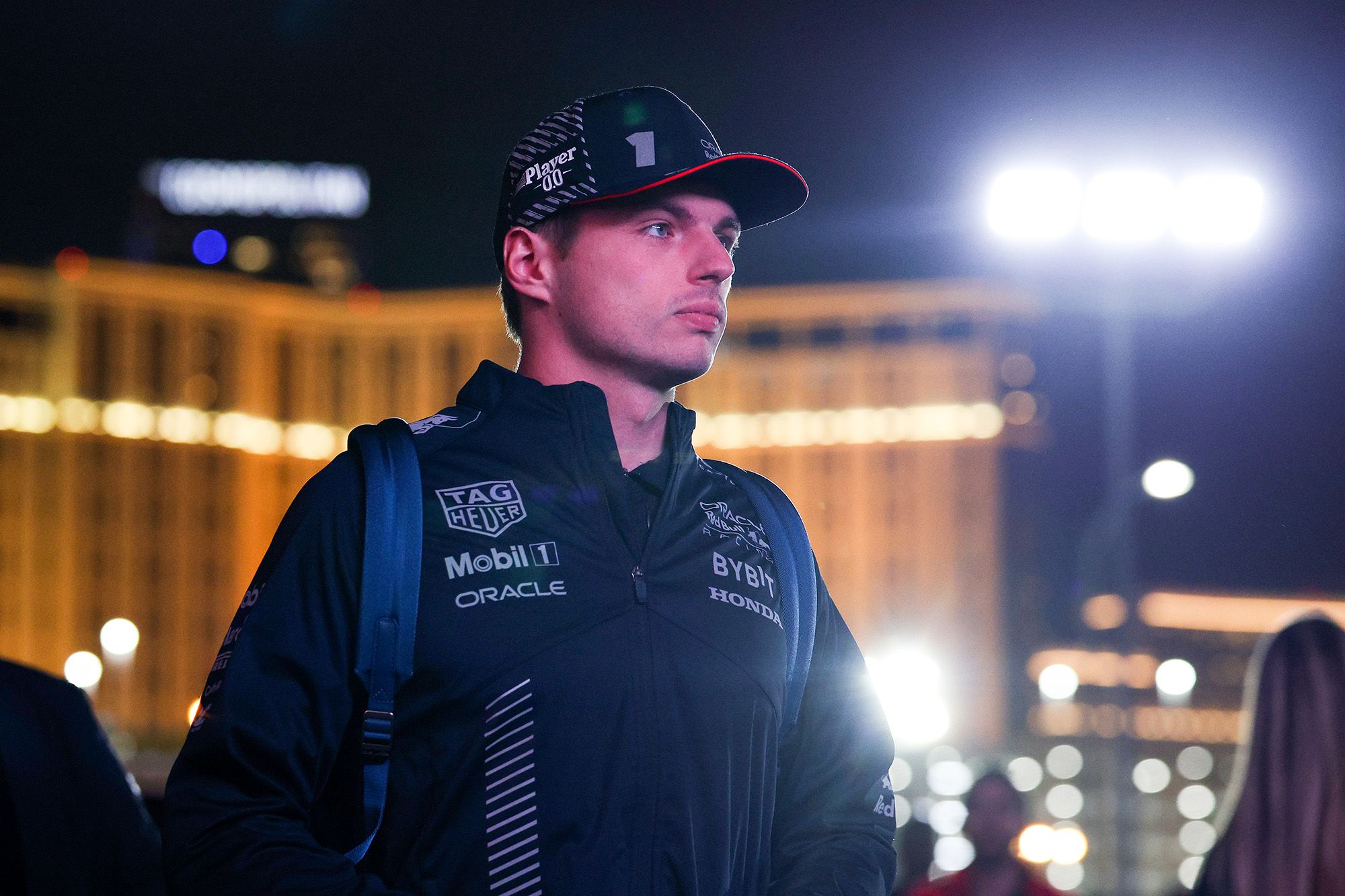LAS VEGAS, NEVADA - NOVEMBER 15: Max Verstappen of the Netherlands and Oracle Red Bull Racing walks in the Paddock during previews ahead of the F1 Grand Prix of Las Vegas at Las Vegas Strip Circuit on November 15, 2023 in Las Vegas, Nevada. (Photo by Jared C. Tilton/Getty Images)