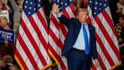 Former US president and 2024 presidential candidate Donald Trump leaves after speaking at a campaign rally in Claremont, New Hampshire, on November 11, 2023. (Photo by JOSEPH PREZIOSO / AFP) (Photo by JOSEPH PREZIOSO/AFP via Getty Images)