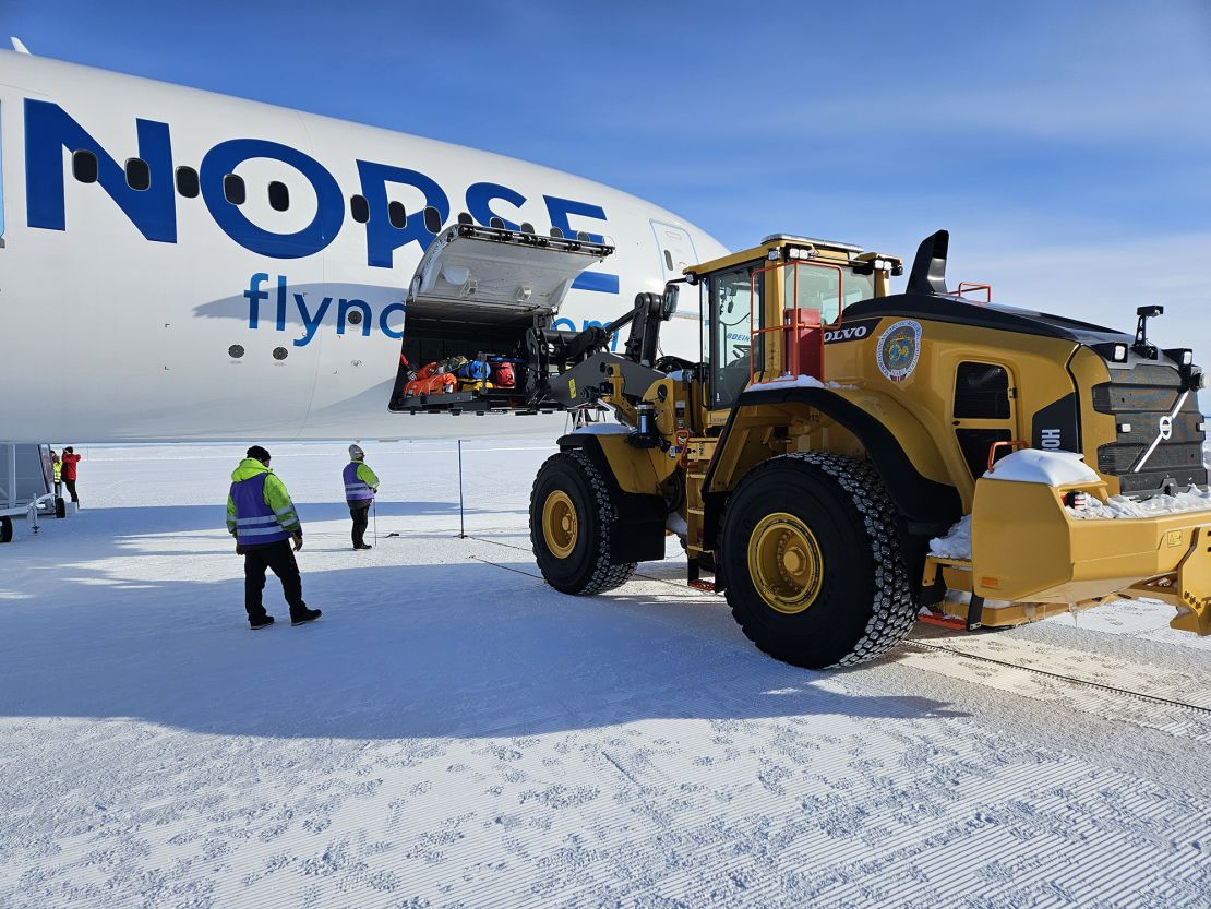 Norse airways landing a plane on the ice in Antarctica