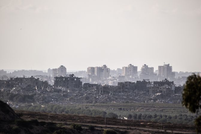 Damaged buildings in Gaza seen from Sderot, Israel, on Thursday, November 16.
