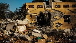 The aftermath of an unprecedented Hamas assault on communities near Gaza,seen at the Kibbutz in Be'eri, Israel, Saturday, October 14.