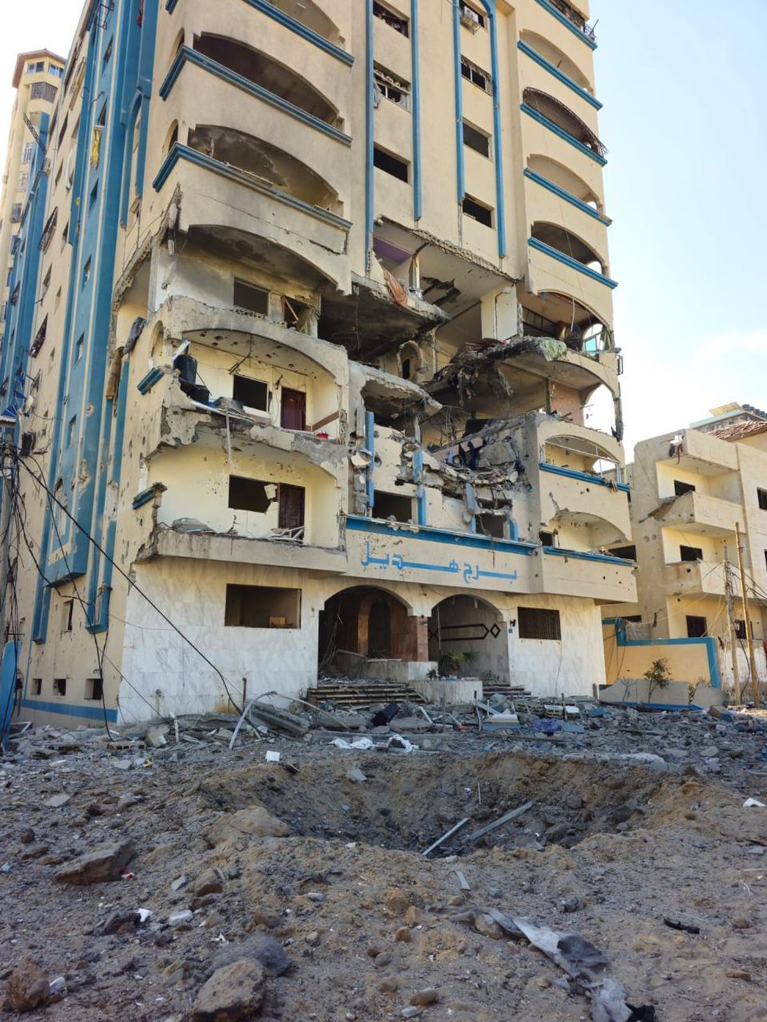 A destroyed apartment building in Gaza City.
