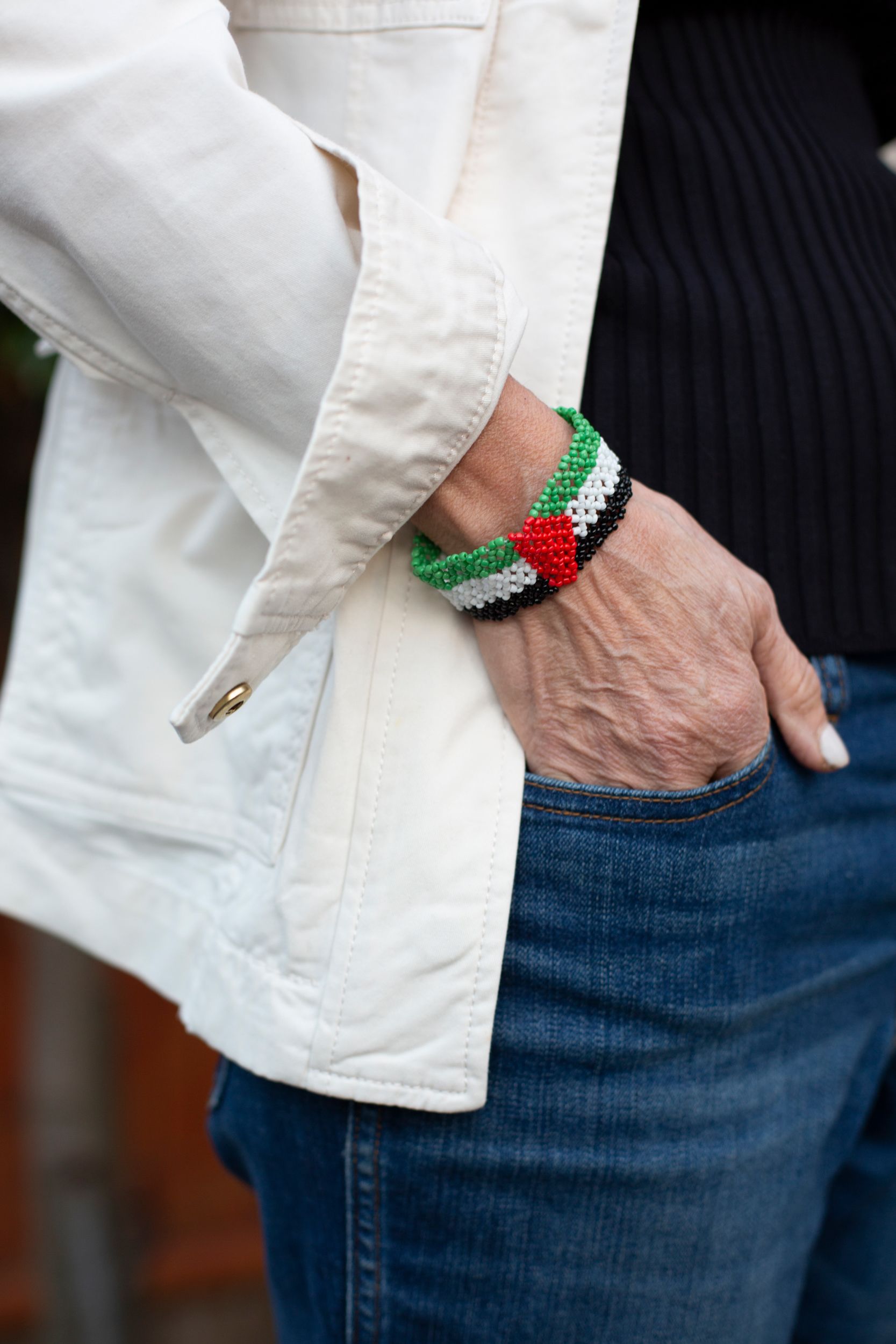 Rima Qasim shows her love for Palestine with her accessories in Passaic, New Jersey, on November 15.