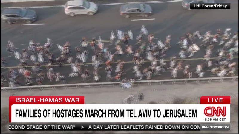 Families of hostages march to Jerusalem