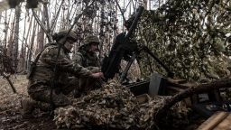 Ukrainian soldiers of the 67th brigade prepare a grenade launcher at their fighting position on the frontline, in the direction of Kreminna, Donetsk Oblast, Ukraine on November 15, 2023.