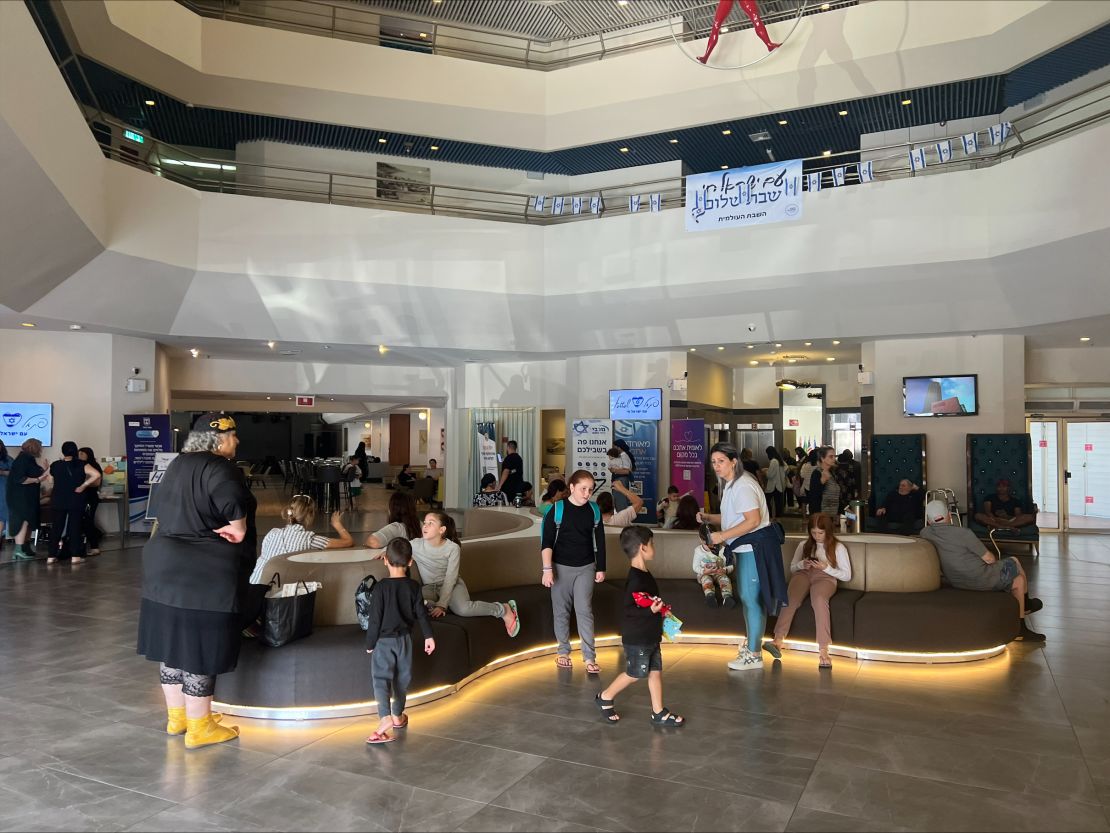 Israelis who were evacuated from the north of the country and seen in a hotel lobby in Tiberias, Israel, on November 16.