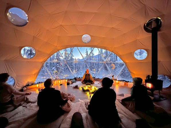 <strong>Next-level yoga: </strong>At Arctic Hive, visitors can practice yoga under the northern lights in a geodesic dome (billed as Alaska's northernmost yoga studio).