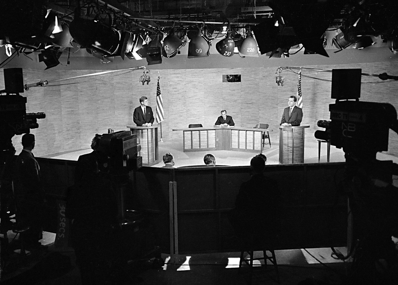 Kennedy and Vice President Richard Nixon, right, participate in a presidential debate in Washington, DC, in October 1960.