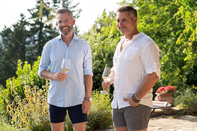 <strong>A dream come true: </strong>Stephen Lewis, left, and Christian Scali opened their villa to guests this summer. Eventually, they plan to retire in Italy.