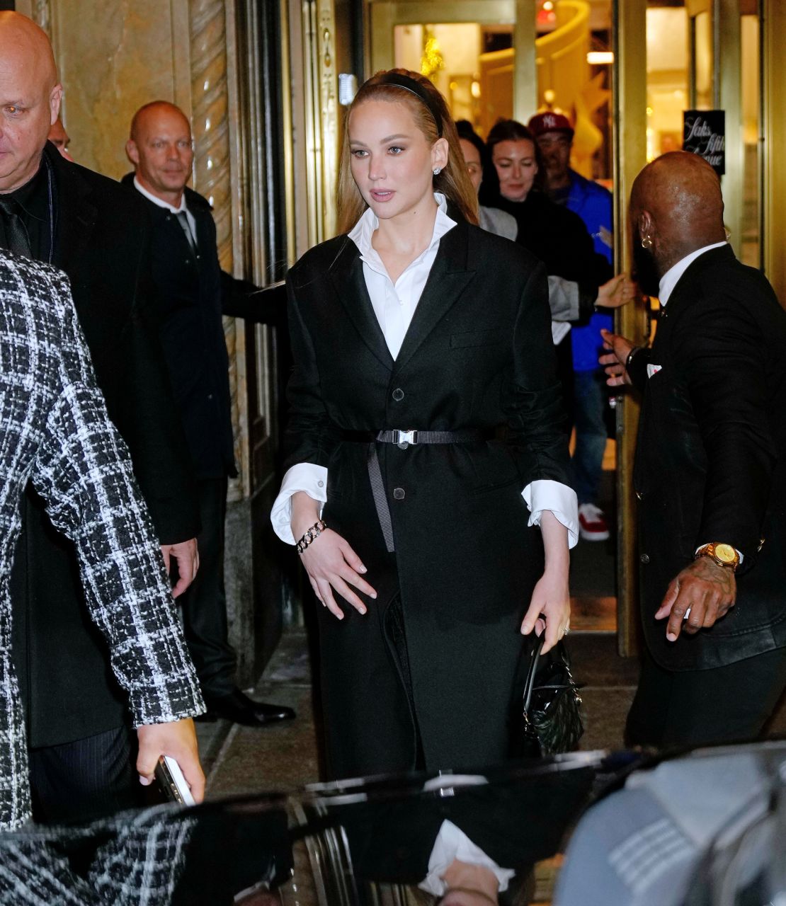 NEW YORK, NEW YORK - NOVEMBER 20: Jennifer Lawrence attends the Saks/Christian Dior holiday display unveiling at Saks Fifth Avenue Flagship store on November 20, 2023 in New York City. (Photo by Gotham/GC Images)