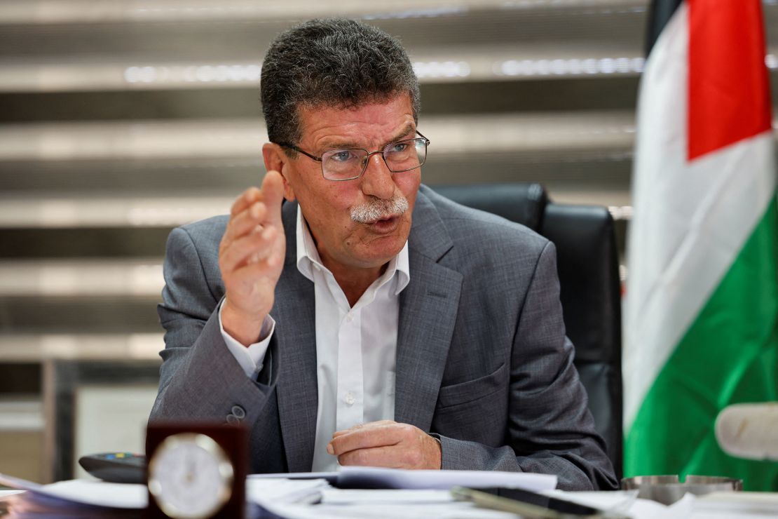 Qadura Fares, head of the Palestinian Prisoners Association, speaks during an interview with Reuters at his office in Ramallah, Israeli-occupied West Bank November 15, 2023. REUTERS/James Oatway