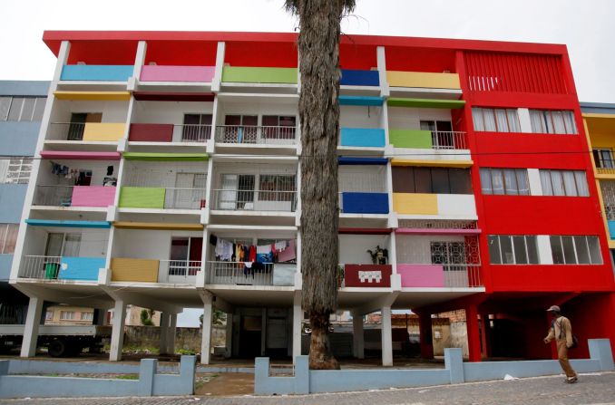 <strong>Living in color: </strong>These vibrant apartments in the center of Lubango are another example of the city's Art Deco architecture.