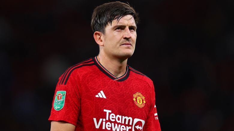 MANCHESTER, ENGLAND - SEPTEMBER 26: Harry Maguire of Manchester United looks on during the Carabao Cup Third Round match between Manchester United and Crystal Palace at Old Trafford on September 26, 2023 in Manchester, England. (Photo by Lewis Storey/Getty Images)