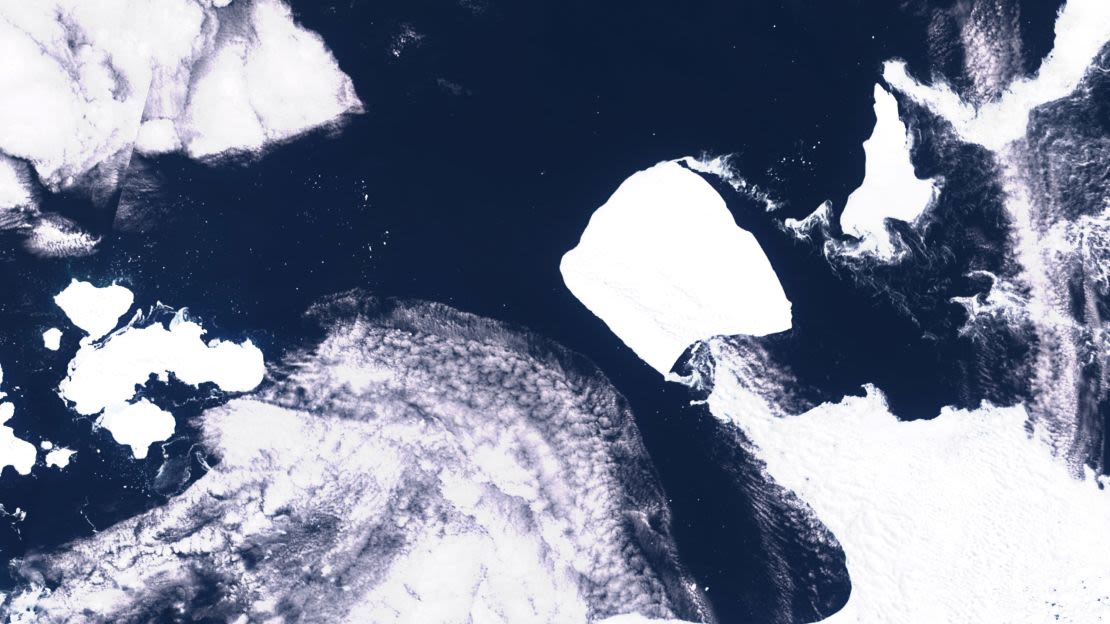 Imagen satelital del A23a en la Antártida, tomada en noviembre de 2023.