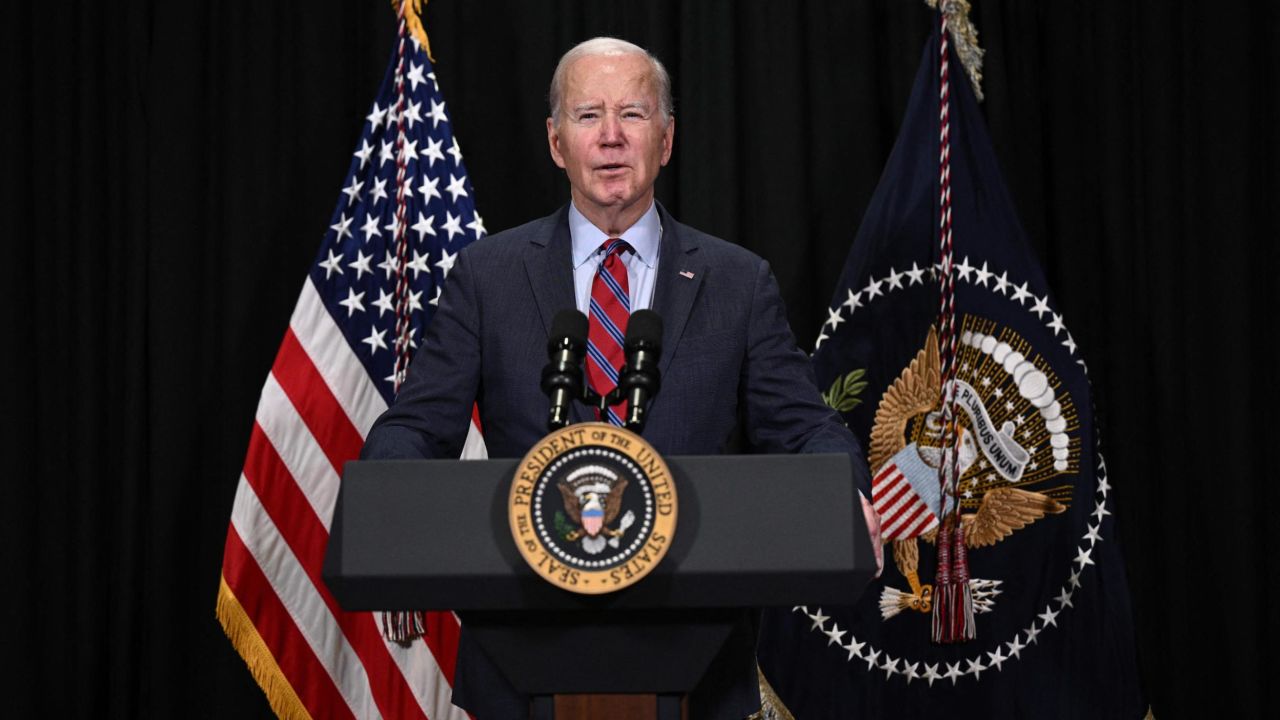 US President Joe Biden speaks about the release of hostages from Gaza, in Nantucket, Massachusetts, on November 24, 2023.