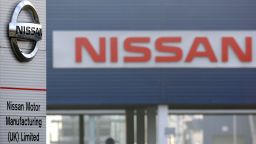 Company logos are seen at the Nissan car factory in Sunderland, England, Friday, Jan. 9, 2009.