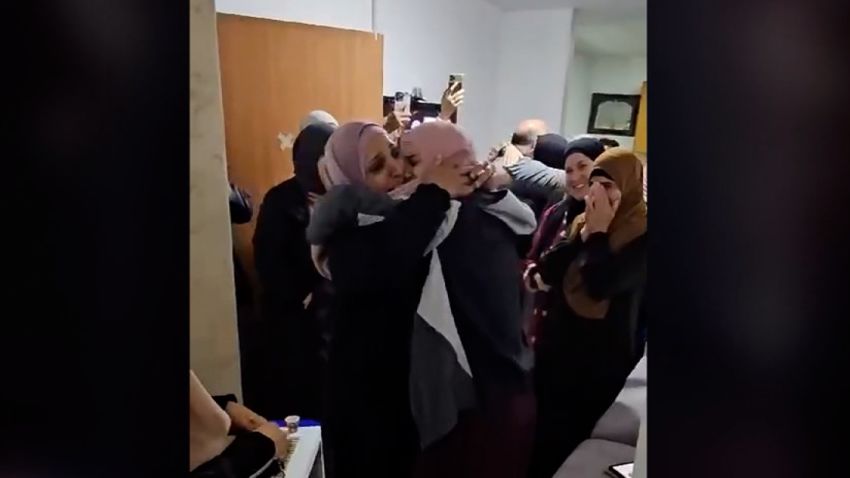 Palestinian woman reunites with mother