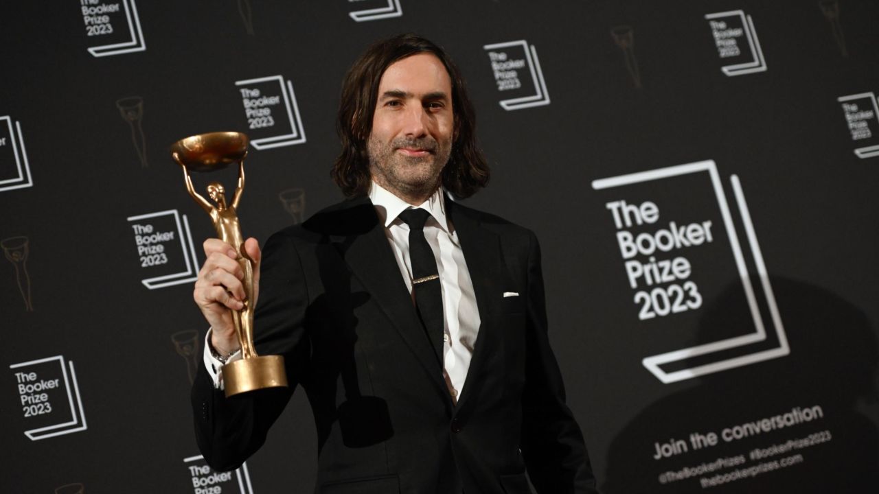 LONDON, ENGLAND - NOVEMBER 26: Paul Lynch wins The Booker Prize with "Prophet Song" at The Booker Prize Winner Announcement at Old Billingsgate on November 26, 2023 in London, England. (Photo by Kate Green/Getty Images)