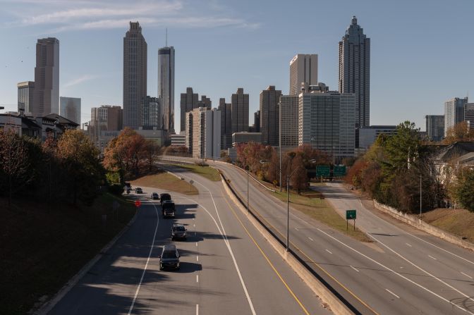 Rosalynn's motorcade drives down John Lewis Freedom Parkway in Atlanta on Monday.