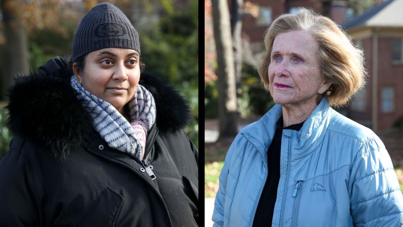 Himali Patel, left, and Alicia Carew were outside the church on Tuesday to pay their respects. "This is a once-in-a-lifetime opportunity," Patel said. "Just the impact that (Rosalynn's) had on everything in life, from women's empowerment, mental health, illnesses. I want to be a part of being able to tell my kids, my grandkids someday that while I wasn't alive for some of those things that she may have done as a trailblazer while she was a first lady, I've seen so many other things happen during my lifetime as a result of her, and I want to pay my respects to her." Carew admired Carter's "tone, the gentleness, her demeanor. She's just been a shining light. Never really negative, never really in the political fray, but just by her husband's side. I think she's been a good influence on him, too."