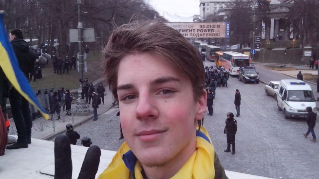A young Roman Ratushnyy, who joined the Maidan Revolution at just 16 years old.