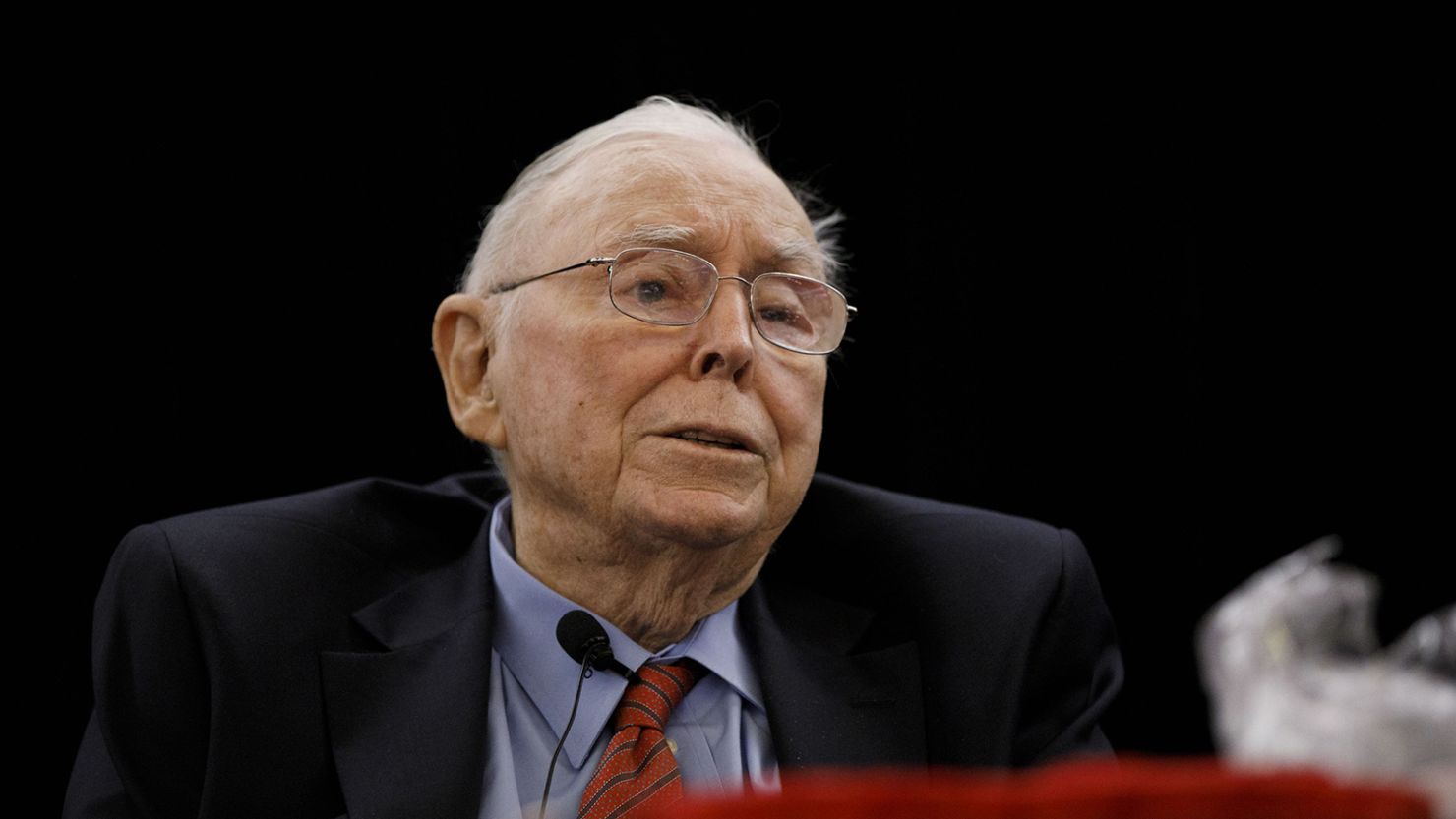 Charlie Munger, vice chairman of Berkshire Hathaway Inc., speaks during the Daily Journal Corp. shareholder meeting in Los Angeles, California, U.S., on Thursday, Feb. 14, 2019.