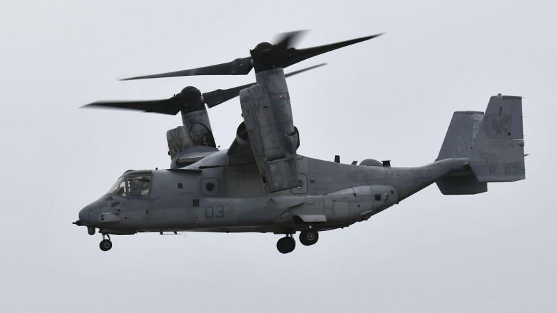 An American Osprey plane crashes off the coast of Japan with eight people on board