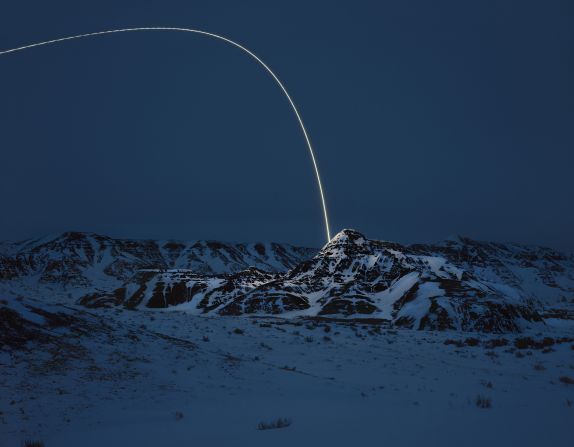 In this photo, taken in South Pass, Wyoming, lightning shoots through the sky, highlighting "endangered beauty while correlating with beliefs in divine or extra-terrestrial phenomena," Cooley said.