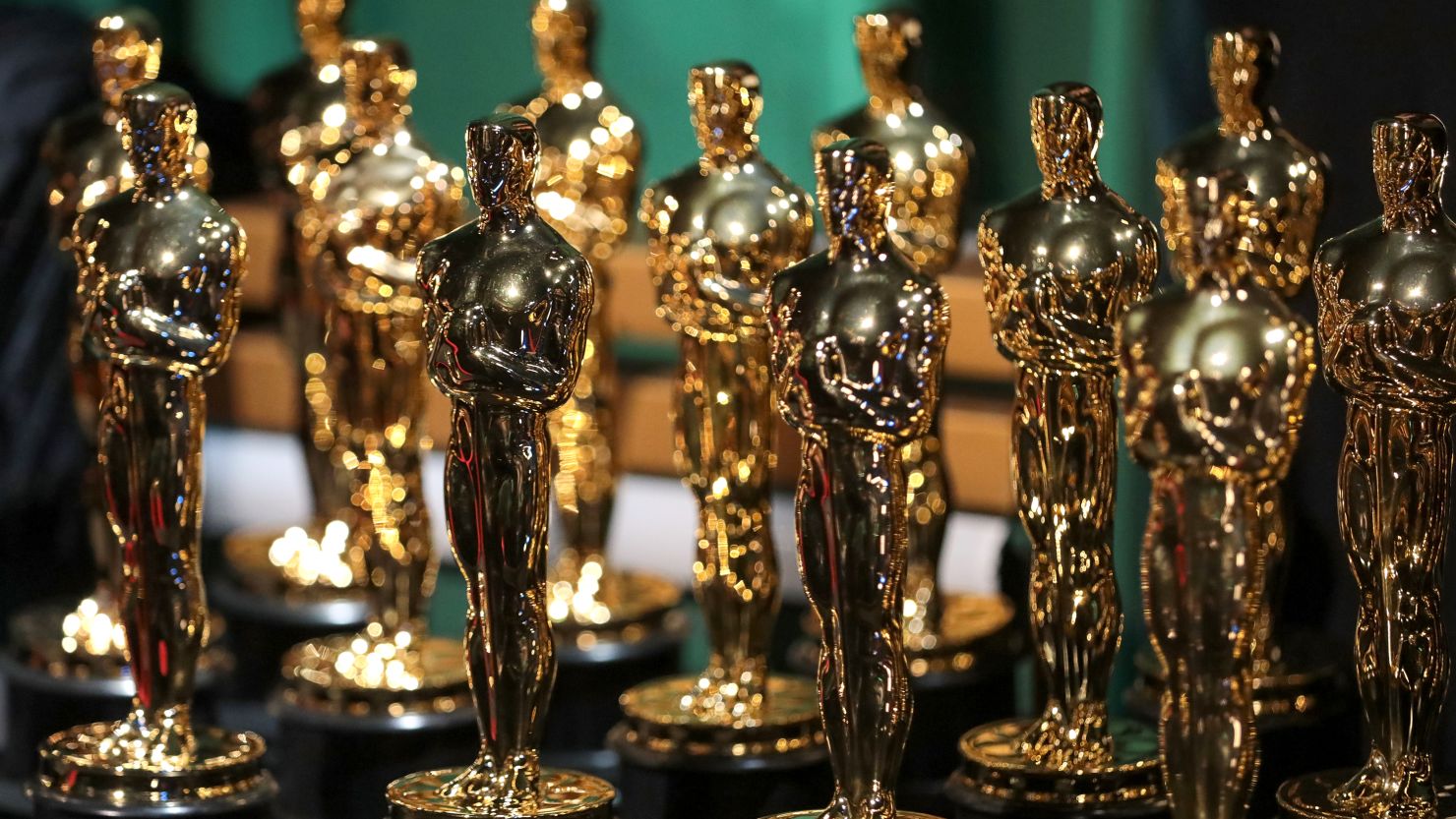 Oscar statuettes on display backstage during the 2023 Academy Awards in Hollywood.