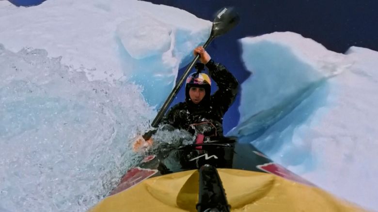video thumbnail Svalbard Norway ice waterfall kayaker 2