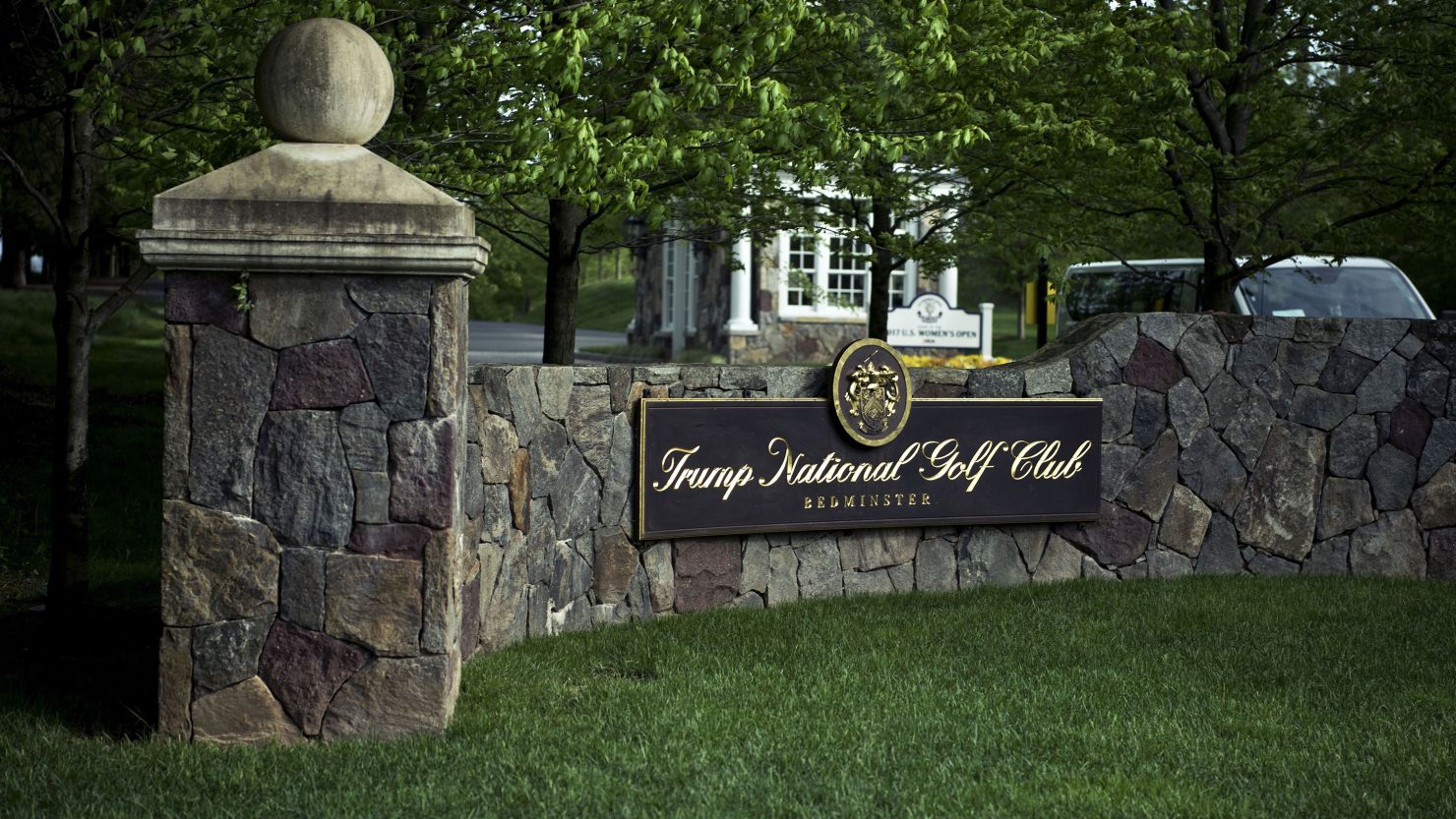 A view of the Trump National Golf Club while US President Donald Trump weekends at the facility on May 7, 2017 in Bedminster, New Jersey. / AFP PHOTO / Brendan Smialowski (Photo credit should read BRENDAN SMIALOWSKI/AFP via Getty Images)