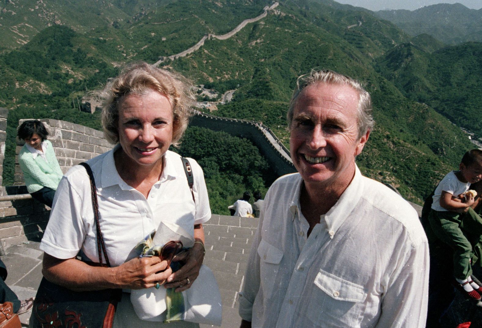 O'Connor and her husband, John, visit the Great Wall of China in 1987.