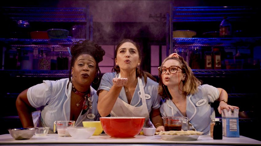 Charity Angel Dawson, Sara Bareilles, and Caitlin Houlahan in Bleecker Street's Waitress: The Musical.