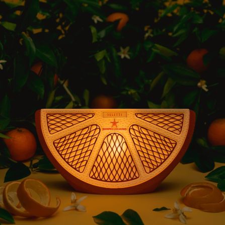 This sliced orange table lamp was created as part of the San Pellegrino project.