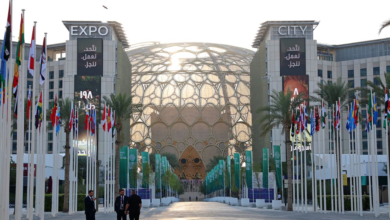 A general view at UNFCCC COP28 Climate Conference at Expo City Dubai on December 1, 2023 in Dubai, United Arab Emirates. 