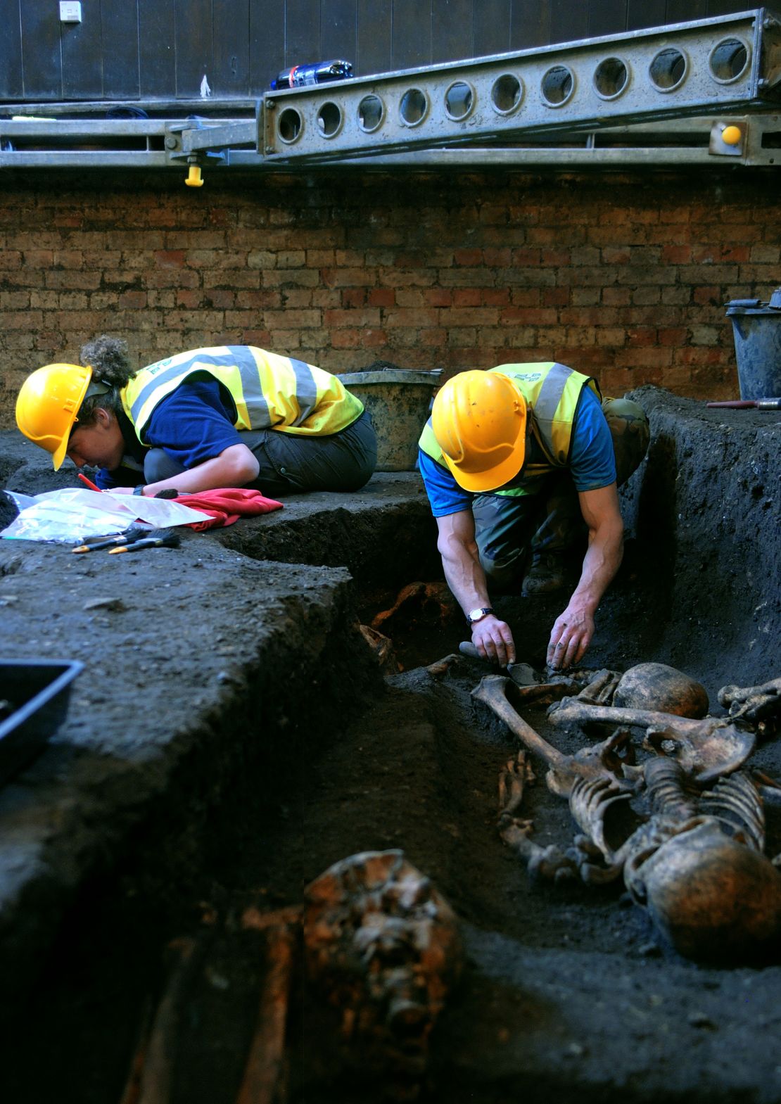Members of the Cambridge Archaeological Unit at work on the excavation of the Hospital of St. John the Evangelist in 2010.  
Credit: Cambridge Archaeological Unit