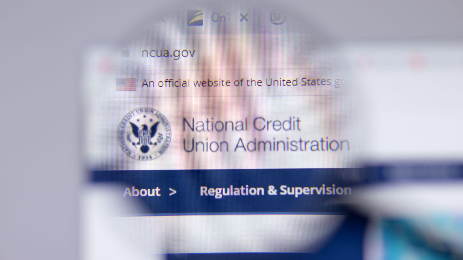 2FK1JC1 New York, USA - 26 April 2021: National Credit Union Administration ncua.gov logo close-up on website page, Illustrative Editorial