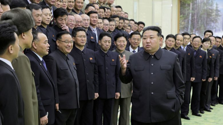 North Korea's leader Kim Jong-un meets with members of the Non-Standing Satellite Launch Preparation Committee, in this picture released by the Korean Central News Agency on November 24, 2023. KCNA via REUTERS    ATTENTION EDITORS - THIS IMAGE WAS PROVIDED BY A THIRD PARTY. REUTERS IS UNABLE TO INDEPENDENTLY VERIFY THIS IMAGE. NO THIRD PARTY SALES. SOUTH KOREA OUT. NO COMMERCIAL OR EDITORIAL SALES IN SOUTH KOREA.