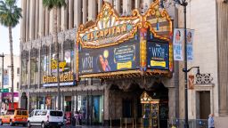 General view of the El Capitan Theatre's marquee promoting the new Disney animated film 'Wish' on November 23, 2023 in Hollywood, California.