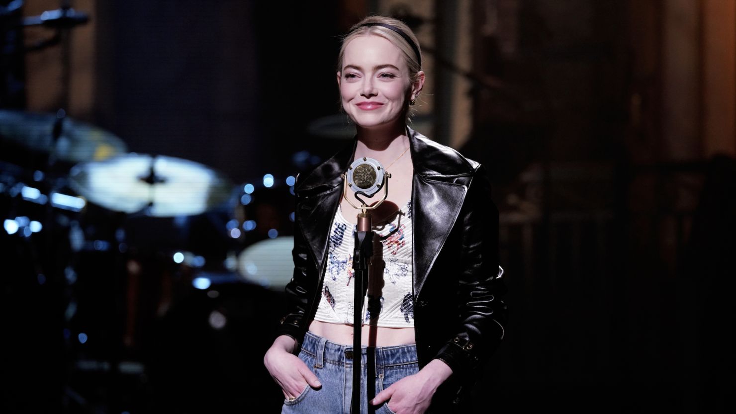 Emma Stone during an 'SNL' rehearsal on Saturday.