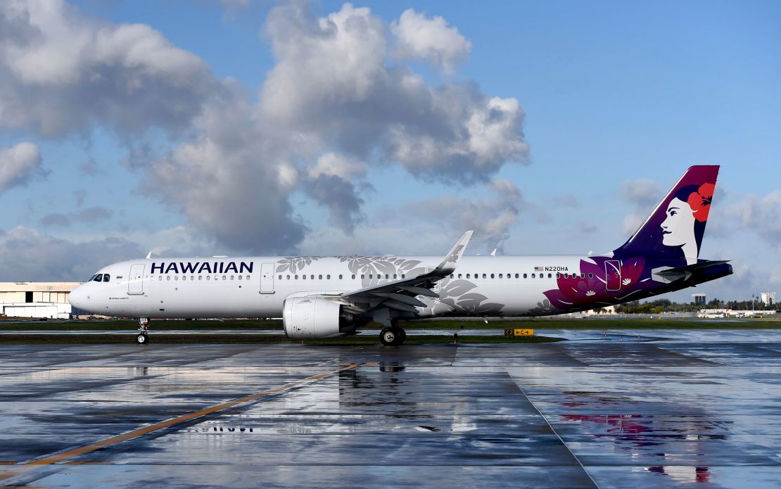 The Hawaiian Airlines' inaugural service to Maui's Kahului Airport prepares for takeoff in Long Beach on Wednesday, March 10, 2021.