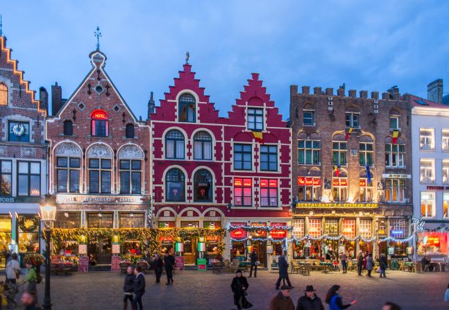 <strong>Bruges, Belgium: </strong>The city's UNESCO-protected medieval center consists of many buildings that look like gingerbread houses once the festive lights are up.