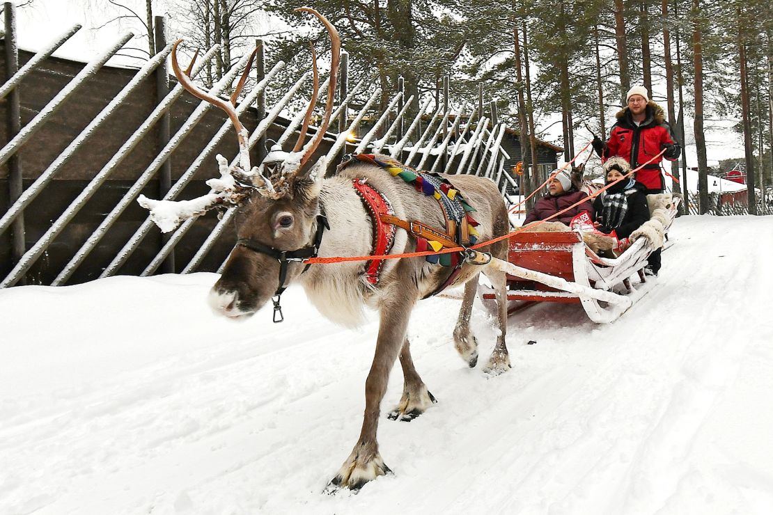 Santa Claus Village in Rovaniemi, Finland, January 28, 2023, crossed by the Arctic Circle line, is a unique place to meet Santa Claus, also called Father Christmas. In Christmas House you can visit the Official Santa Claus of the Arctic Circle every day of the year. (CTK via AP Images)